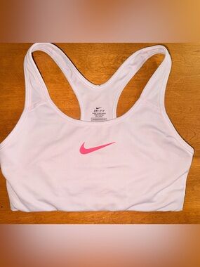 Nike Pink Racerback Dri-FIT Sports Bra with Hot Pink Swoosh size:S